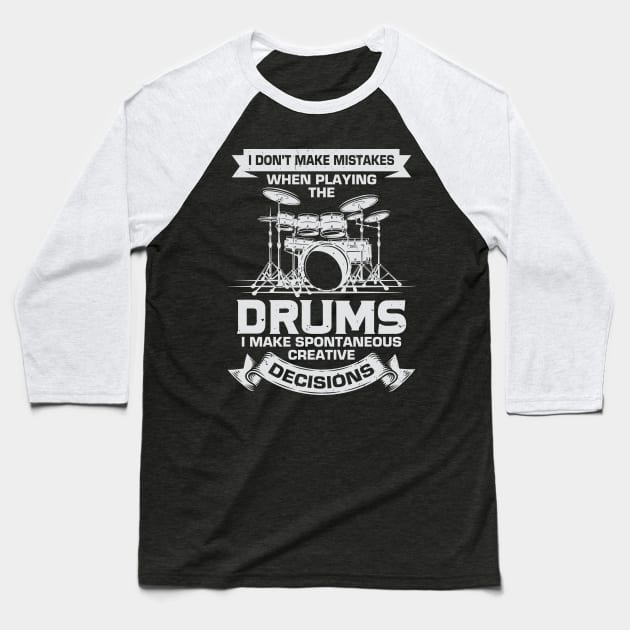 Funny Drums Music Percussionist Drummer Gift Baseball T-Shirt by Dolde08